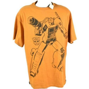 Optimus Prime Transformers G1 T Shirt Orange Large Print Size L NWT 80s Anime